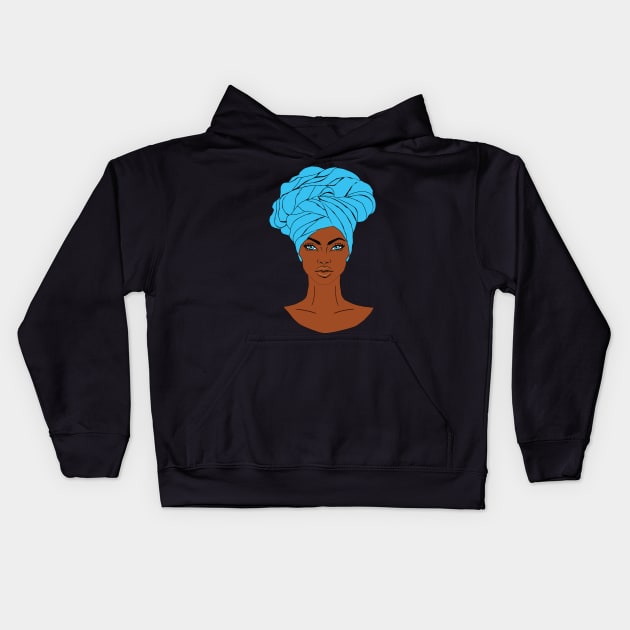 anime black girl baby blue 1 Kids Hoodie by medo art 1